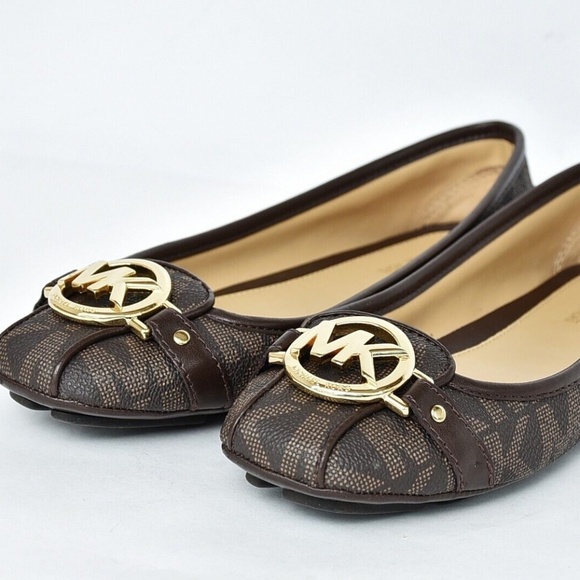 Michael Kors Fulton Ballet Flat Moccasin Brown Logo - size 7 - Picture 1 of 7